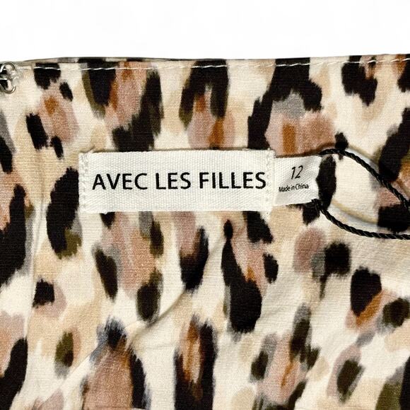 Avec Les Filles Leopard Print Mini Dress Jacket 2pc Set Sz 12 NWT Party Chic - Picture 4 of 13